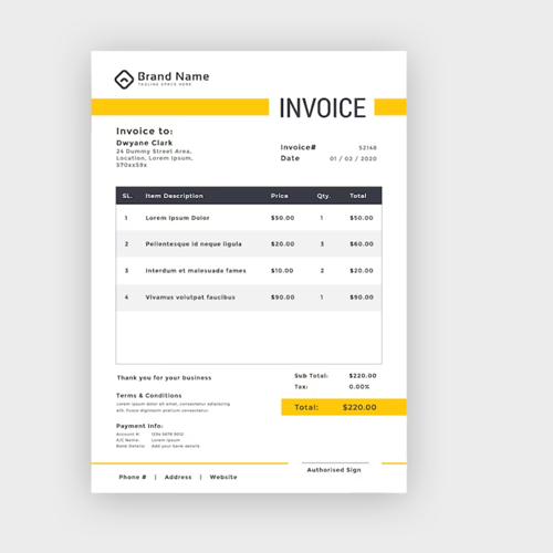 A4 Bill Invoice Design