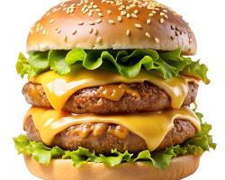From KlickPin CF A hamburger with a bun and a cheeseburger on it trong 2025 _ Thức ăn Hamburg-Photoroom